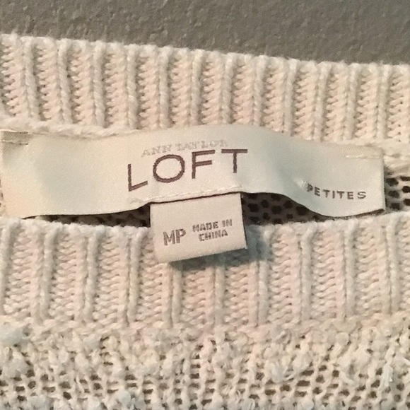 Ann Taylor Loft White Textured Stripe Long Sleeve Sweater Medium MP Petite - Picture 4 of 6